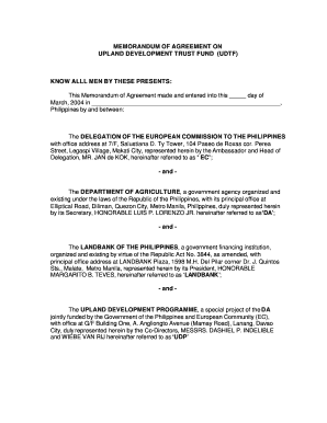 MEMORANDUM of AGREEMENT on UPLAND DEVELOPMENT TRUST FUND Saveuplands  Form