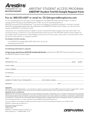 Student Trial Kit Sample Request Form