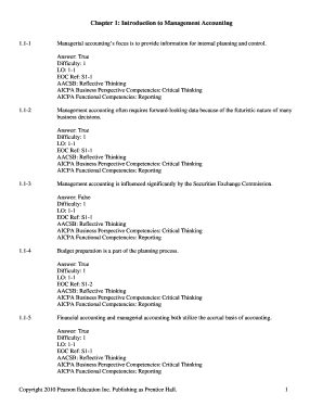 Managerial Accounting Chapter 1 Test Bank  Form