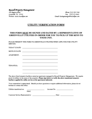 Utility Verification Form