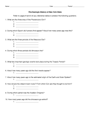 Geologic History of New York State Answers  Form