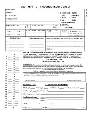 Cpr Record Sheet  Form