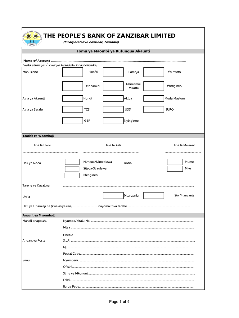 Pbz E Banking  Form