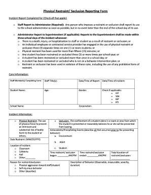 Restraint Documentation Form