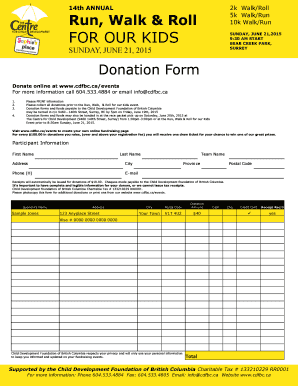 Donation Forms the Child Development Foundation of British Cdfbc