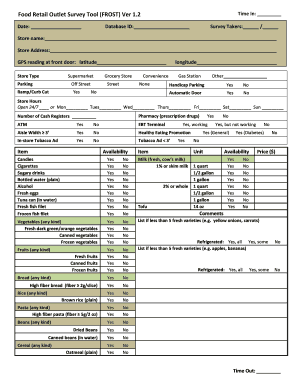 Food Retail Outlet Survey Tool FROST Ver 12 Food Retail Outlet Survey Tool FROST Ver 12 Appliedresearch Cancer  Form