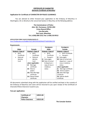 Morality Certificate  Form