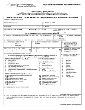 Reportable Incidents and Notable Occurrences Bissnybborgb  Form