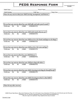 Peds Response Form