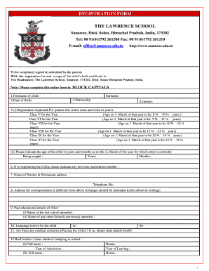 Sanawar School Admission Form