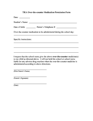 TKA over the Counter Medication Permission Form