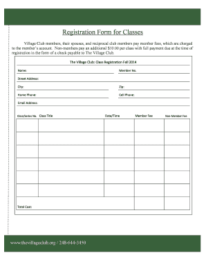 Village Club Registration  Form