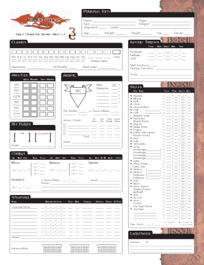 Dragonlance Character Sheets  Form