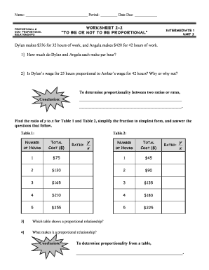 Worksheet 2 2 to Be or Not to Be Proportional  Form