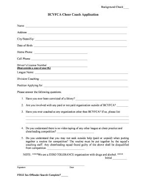  BBCYFCAb Cheer Coach Application Bcyfca 2009-2024