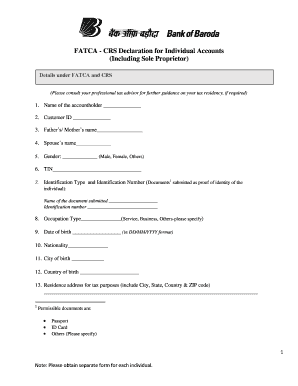 Bank of Baroda Annexure 1  Form