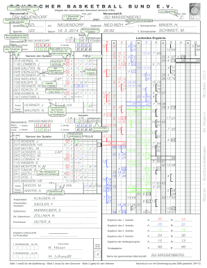 Basketball Anschreibebogen PDF  Form