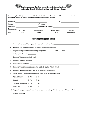 Sda Departmental Report Forms
