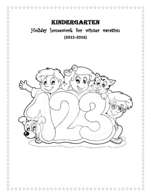 winter vacation homework for kindergarten