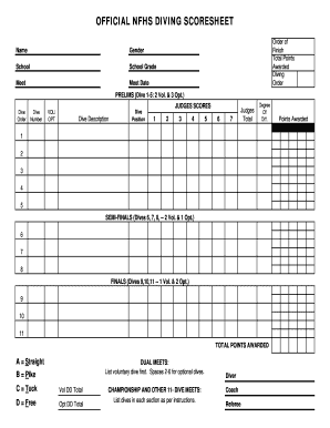 Dive Sheet Generator  Form