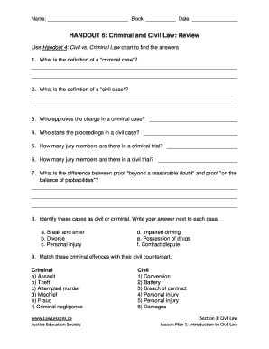 Handout 6 Criminal and Civil Law Review  Form