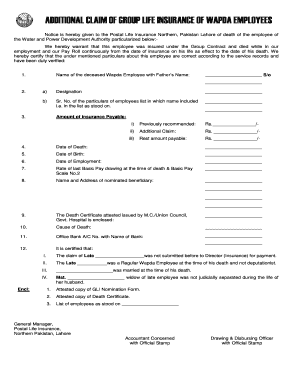 Wapda Gli Claim Status  Form