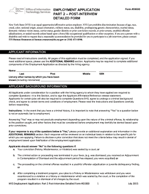 Nys Employment Application Part 2  Form