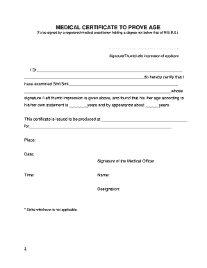 Age Certificate  Form