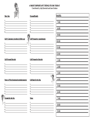 6 Most Important Things List  Form