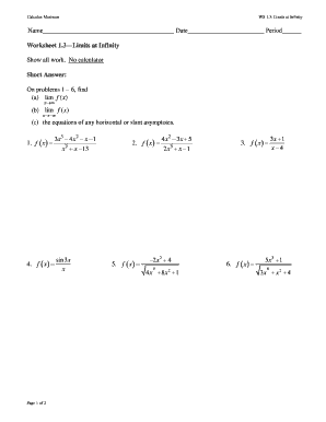 Limits Worksheet  Form