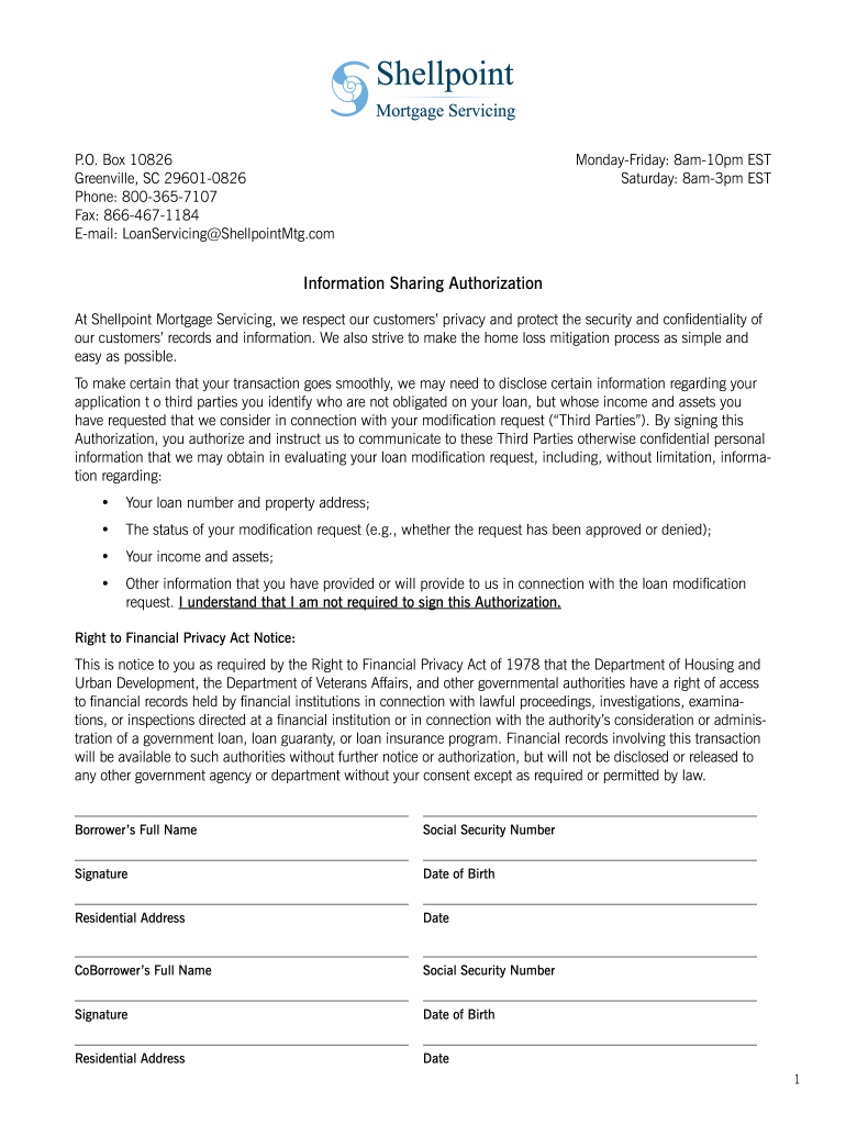 Shellpoint Third Party Authorization  Form