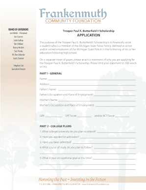 Butterfield Scholarship  Form