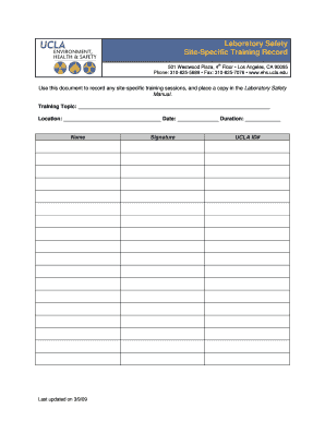 Laboratory Safety Site Specific Training Record  Form