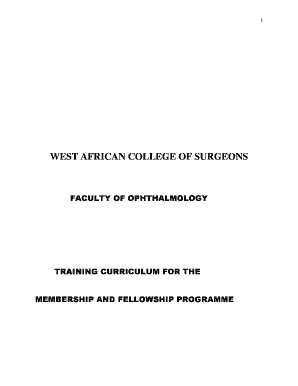 West African College of Surgeons Curriculum  Form