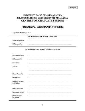 FINANCIAL GUARANTOR FORM Universiti Sains Islam Malaysia Ecgs Usim Edu