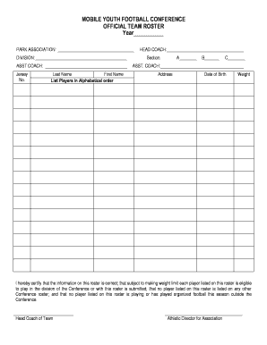 Mobile Youth Football Conference  Form