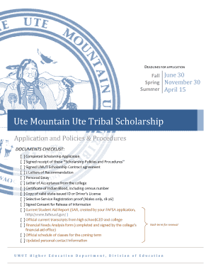 Ute Mountain Ute Scholarship  Form