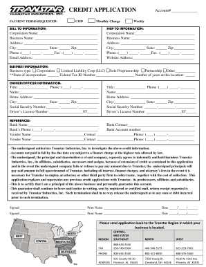 CREDIT APPLICATION Account Transtar Industries  Form