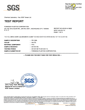Chemical Laboratory Kao Sgs Taiwan Ltd  Form