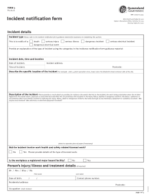 Form 3 Incident Notification Form Incident Notification Form to Be Used Notify When Certain Workplace Incidents Occur