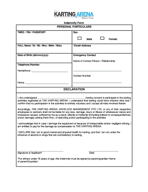 Indemnity Form the Karting Arena