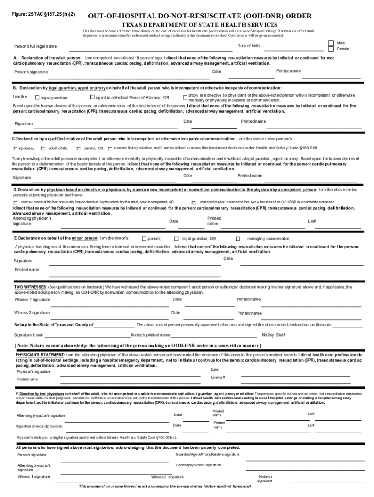 Texas Out Hospital Dnr Form