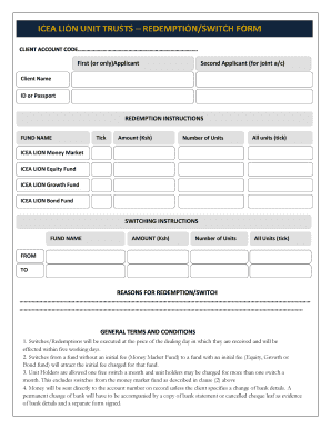 Icea Money Market Redemption Form