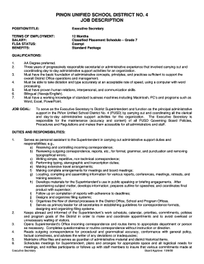 Executive Secretary Job Description  Form