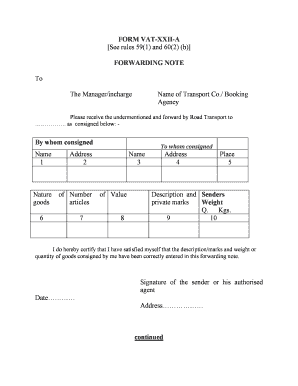 Forwarding Note Format