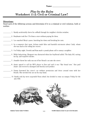 Worksheet 112 Civil or Criminal Law Pbronline  Form