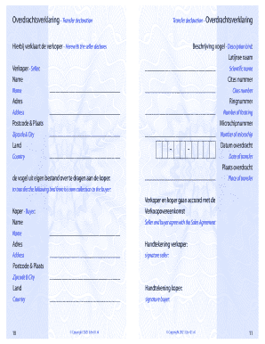 Overdrachtsverklaring Vogels  Form