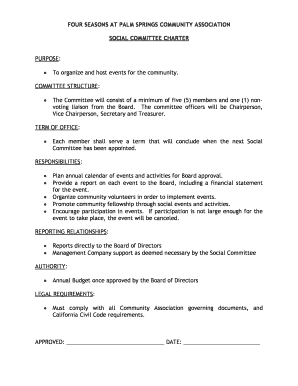 Social Committee Charter Template  Form