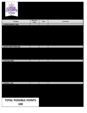 Get and Sign Dance Score Sheet Hip Hop Cheer Champs Elite  Form