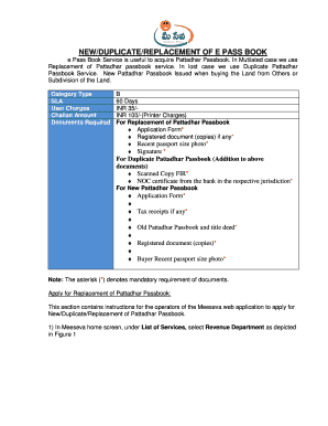 Replacement of Pattadar Passbook Status  Form